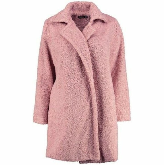 BOOHOO Cosy Pink Winter Teddy Fur Winter Jacket Coat - Picture 2 of 6